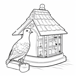 Pigeon in Traditional Bird Cage Coloring Sheets 2