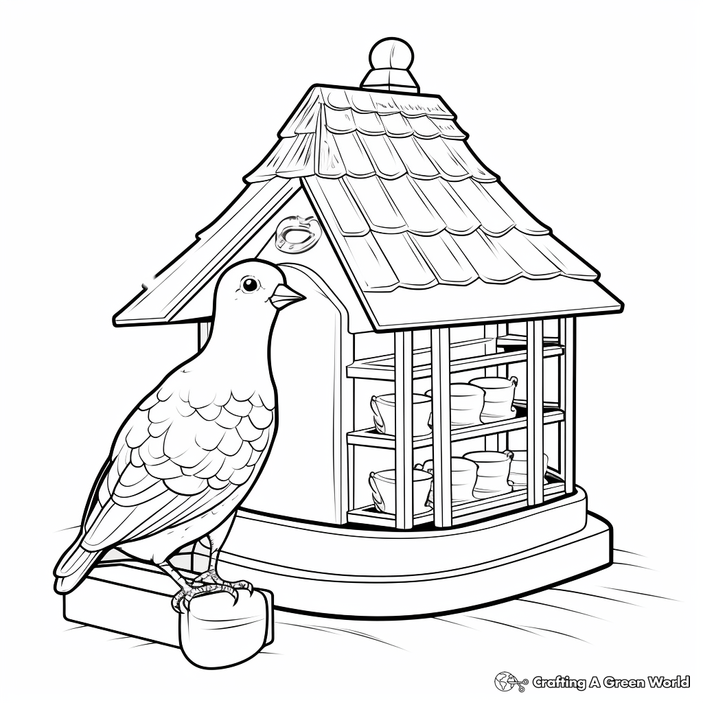 Pigeon in Traditional Bird Cage Coloring Sheets 2