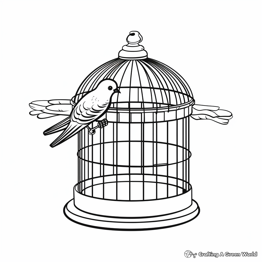 Pigeon in Traditional Bird Cage Coloring Sheets 3