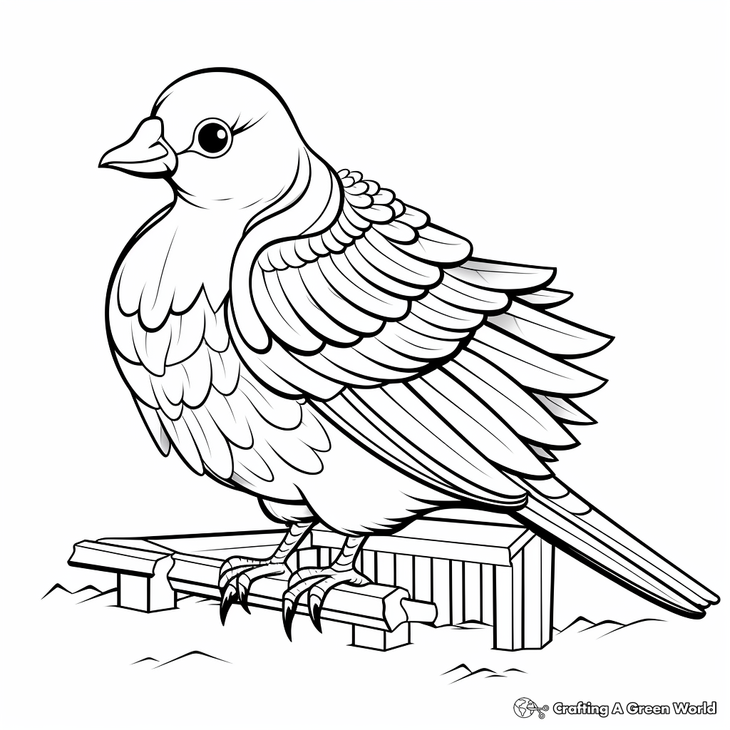 Pigeon in Traditional Bird Cage Coloring Sheets 4