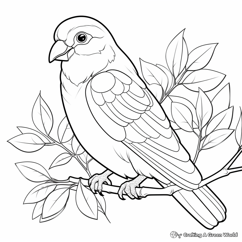 Pigeon with Olive Branch: Peace Concept Coloring Pages 1