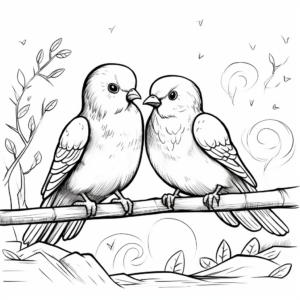 Pigeons in Love: Sweet Scene Coloring Pages 1