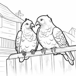 Pigeons in Love: Sweet Scene Coloring Pages 2