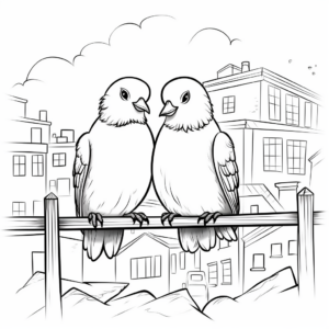 Pigeons in Love: Sweet Scene Coloring Pages 4