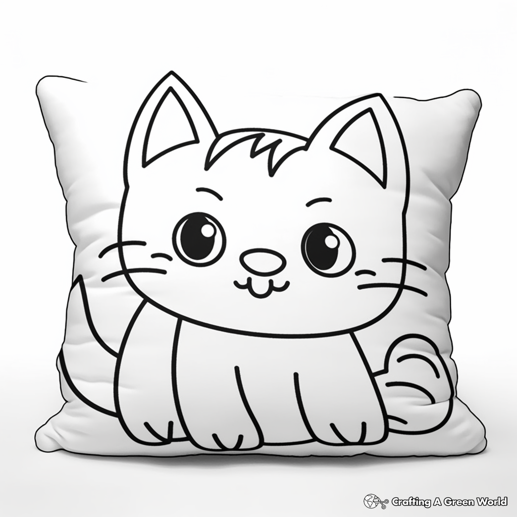 Pillow Cat Adventure Coloring Sheets 2