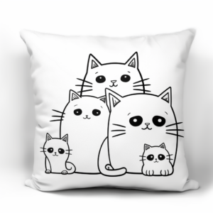 Pillow Cat Family: Mother, Father, and Kittens Coloring Pages 3