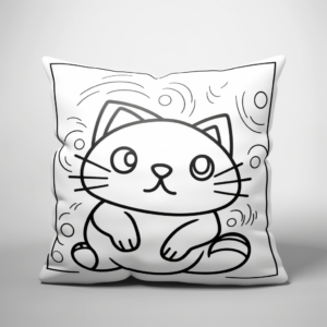 Pillow Cat in Dreamland: Dream-Scene Coloring Pages 1