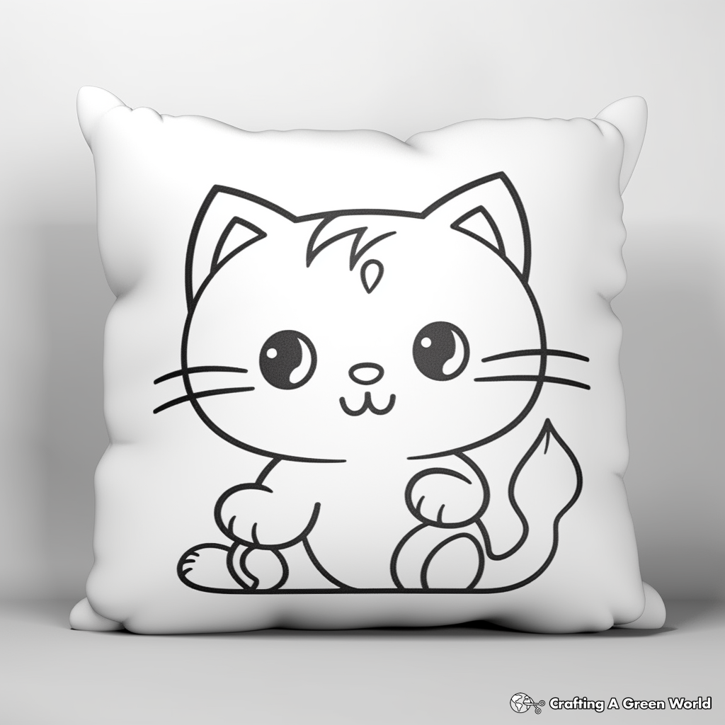 Pillow Cat in Dreamland: Dream-Scene Coloring Pages 2