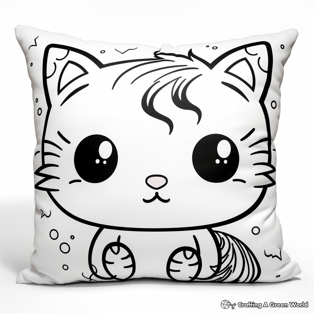 Pillow Cat in Dreamland: Dream-Scene Coloring Pages 3