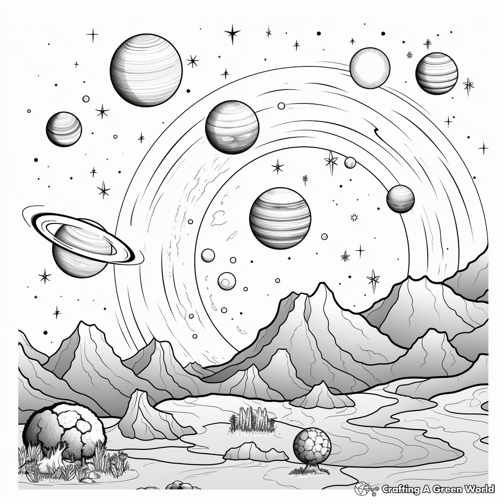 Planet and Moons: Solar System Coloring Pages 1