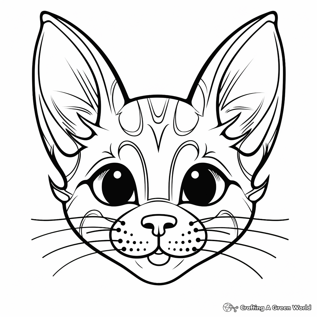 Playful Abyssinian Cat Head Coloring Pages 2