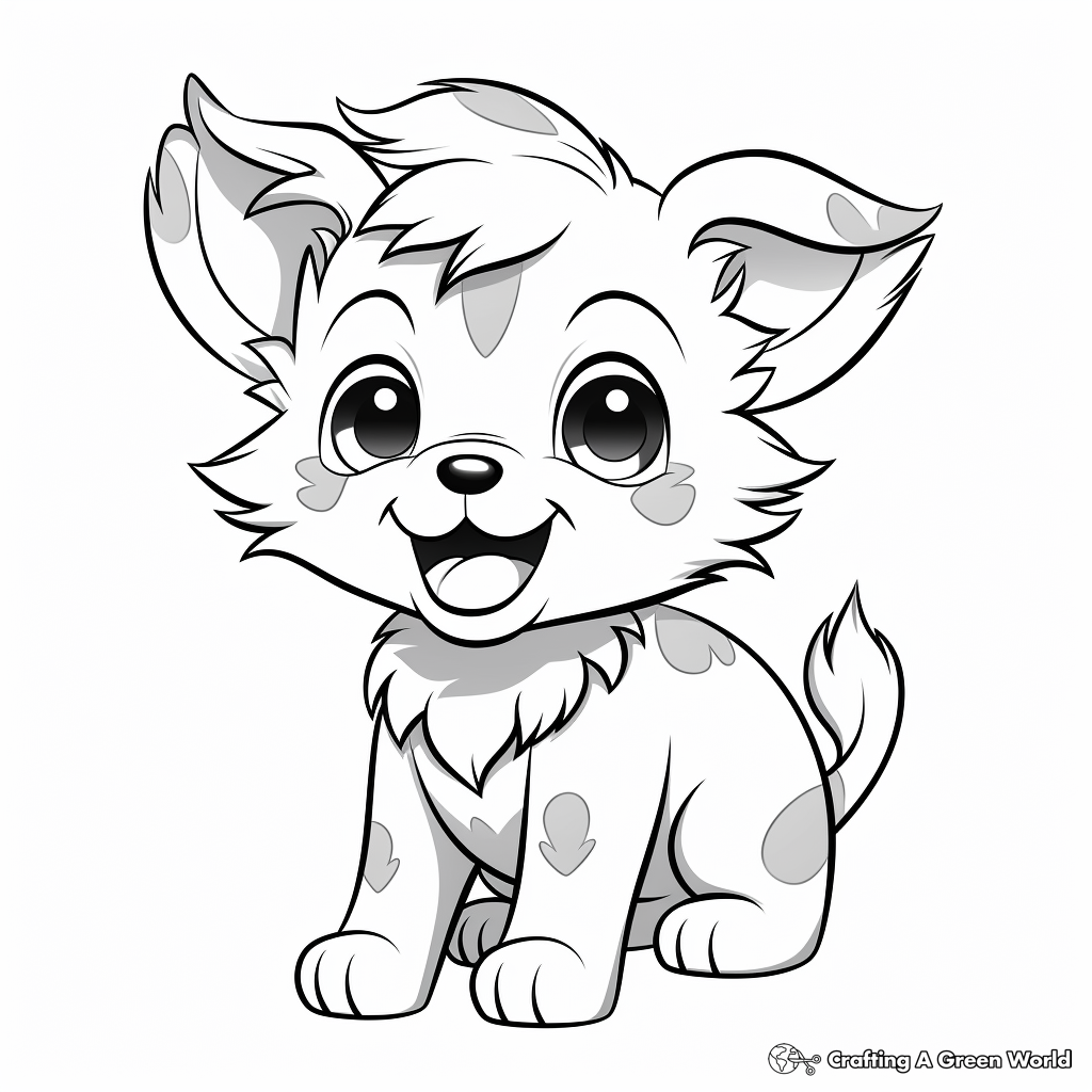Playful Anime Wolf Pup Coloring Pages 4
