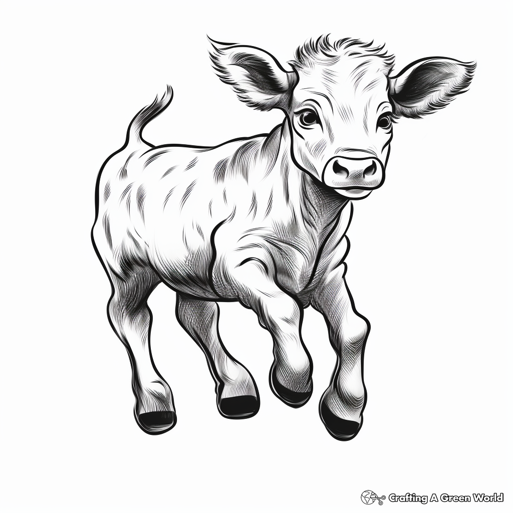 Playful Baby Cow Jumping Coloring Pages 1