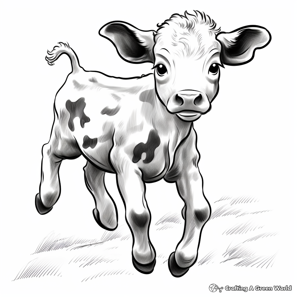 Playful Baby Cow Jumping Coloring Pages 2