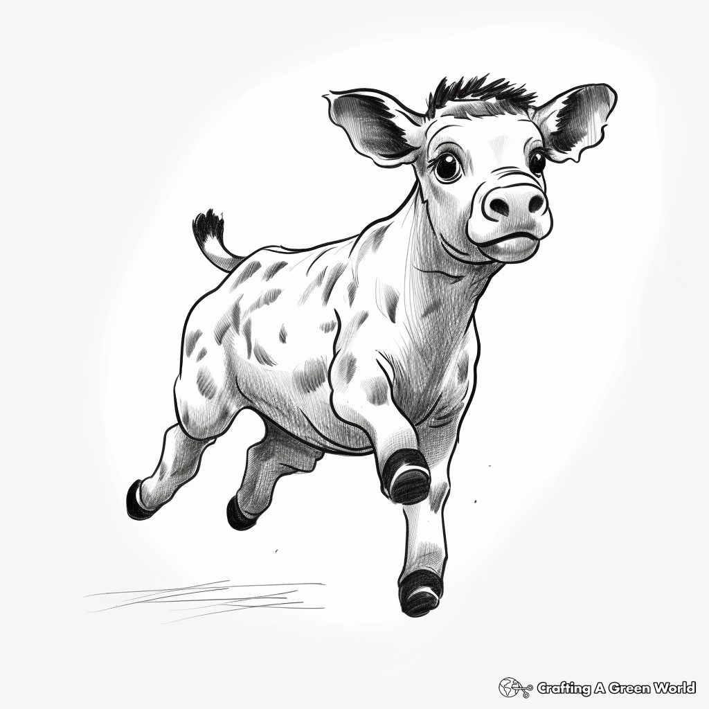 Playful Baby Cow Jumping Coloring Pages 3