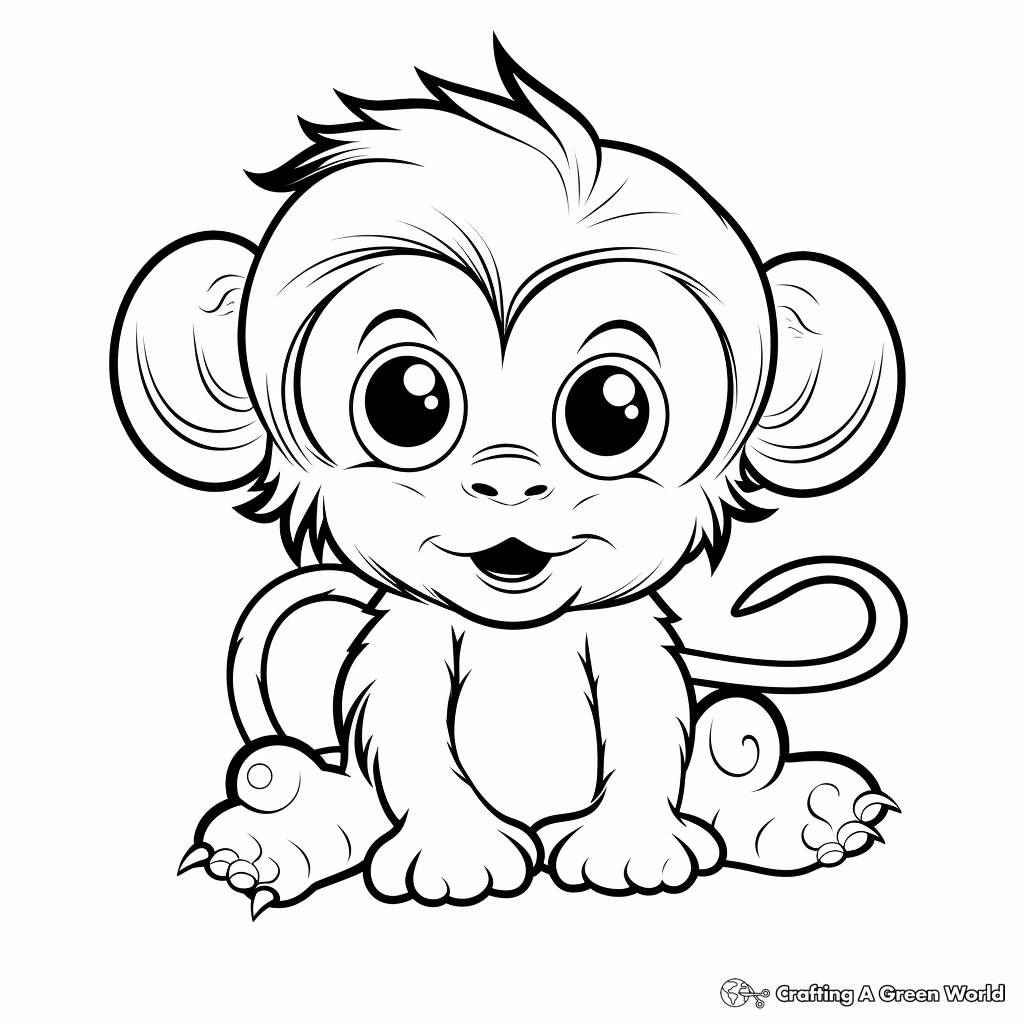Playful Baby Monkey Coloring Pages 1