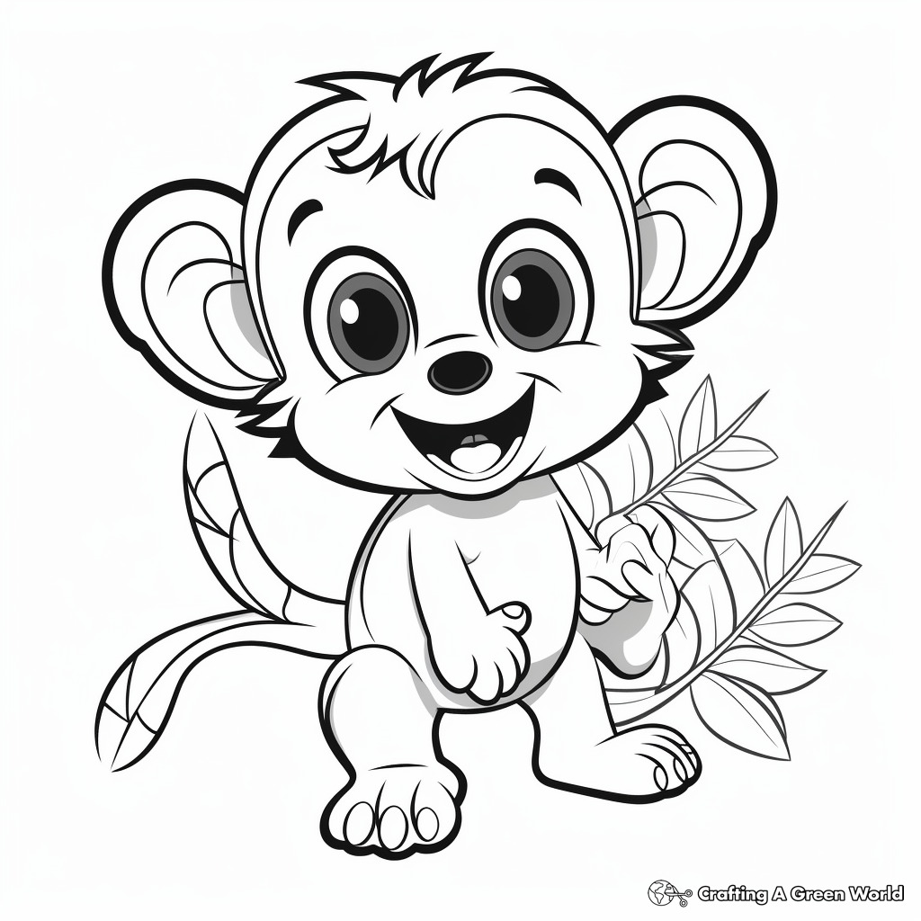 Playful Baby Monkey Coloring Pages 3