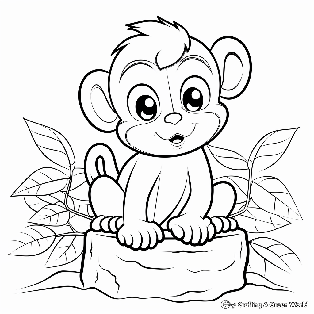 Playful Baby Monkey Coloring Pages 4