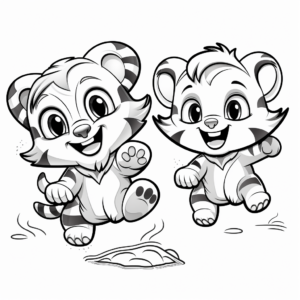 Playful Baby Tiger Cubs Coloring Pages 1