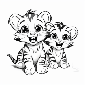 Playful Baby Tiger Cubs Coloring Pages 2