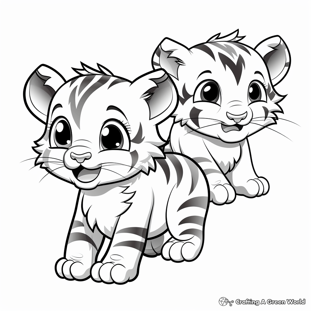 Playful Baby Tiger Cubs Coloring Pages 4