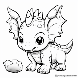 Playful Baby Triceratops: A Fun Coloring Page 1