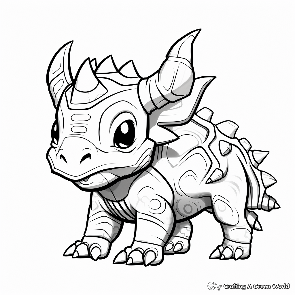 Playful Baby Triceratops: A Fun Coloring Page 2