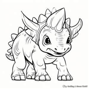 Playful Baby Triceratops: A Fun Coloring Page 3
