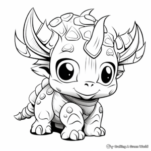 Playful Baby Triceratops: A Fun Coloring Page 4