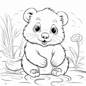 Playful Beaver Coloring Pages for Children 2