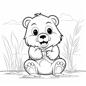 Playful Beaver Coloring Pages for Children 3
