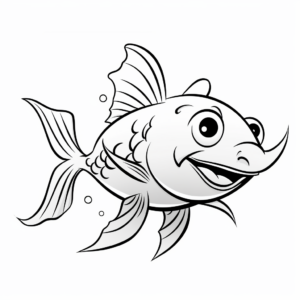 Playful Blue Catfish Coloring Pages for Kids 3