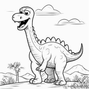 Playful Brontosaurus Coloring Pages for Kids 1