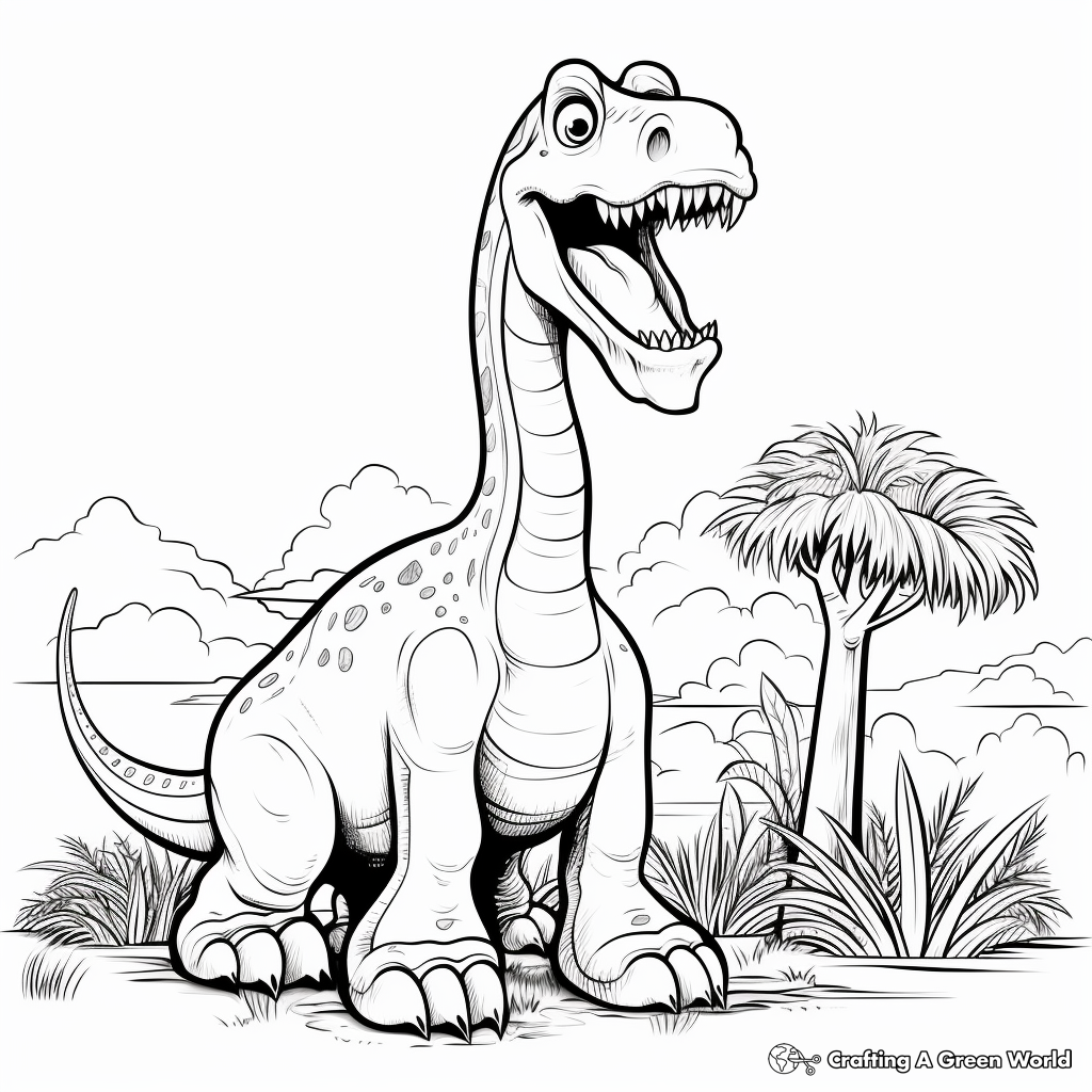 Playful Brontosaurus Coloring Pages for Kids 3