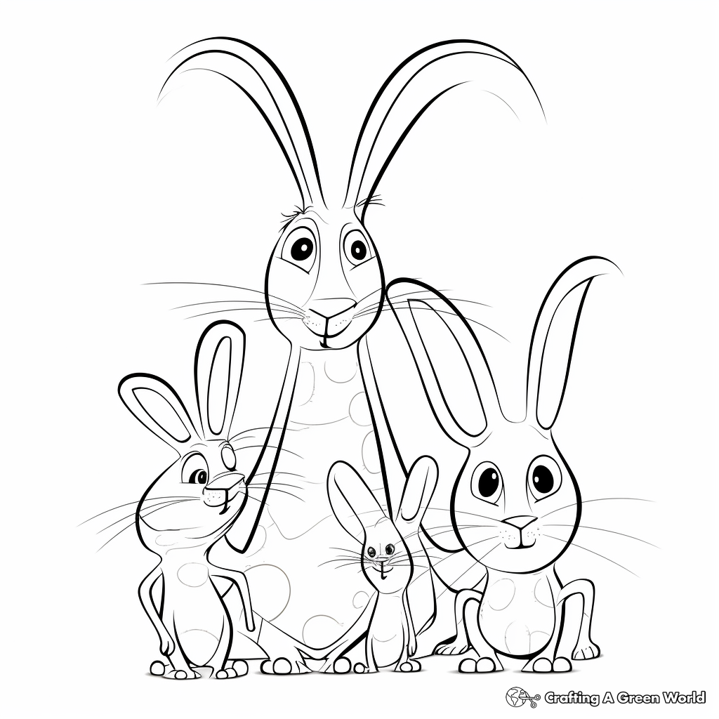 Playful Bunny Siblings Coloring Pages 1