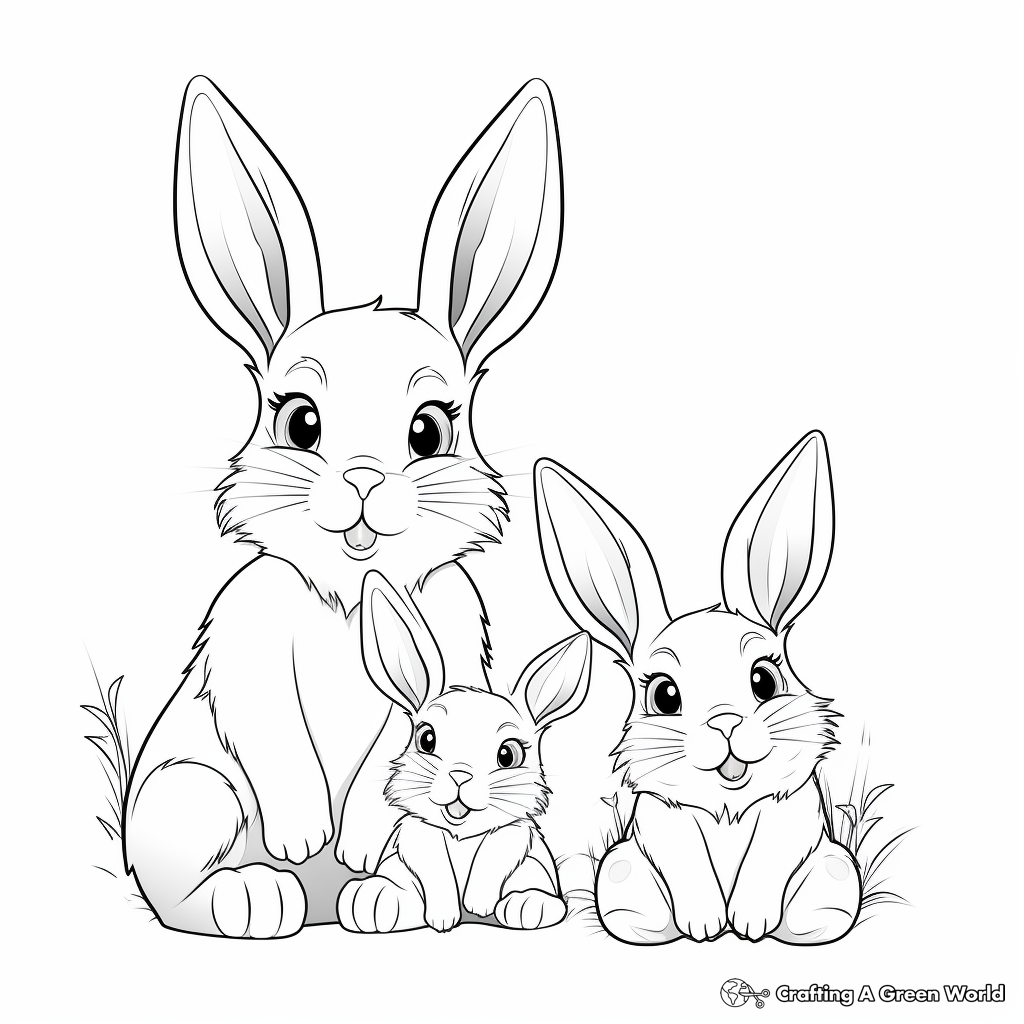 Playful Bunny Siblings Coloring Pages 2