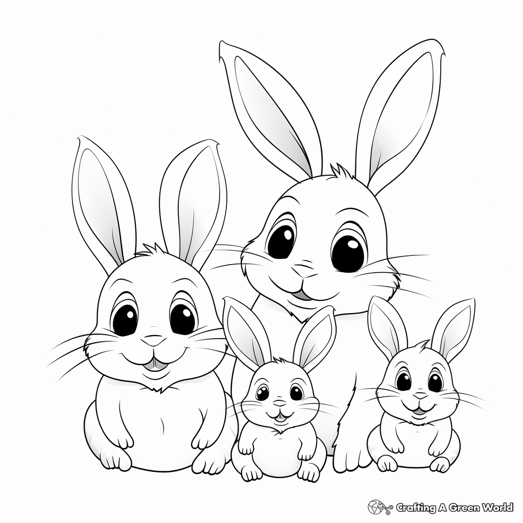 Playful Bunny Siblings Coloring Pages 3
