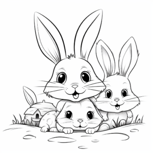 Playful Bunny Siblings Coloring Pages 4