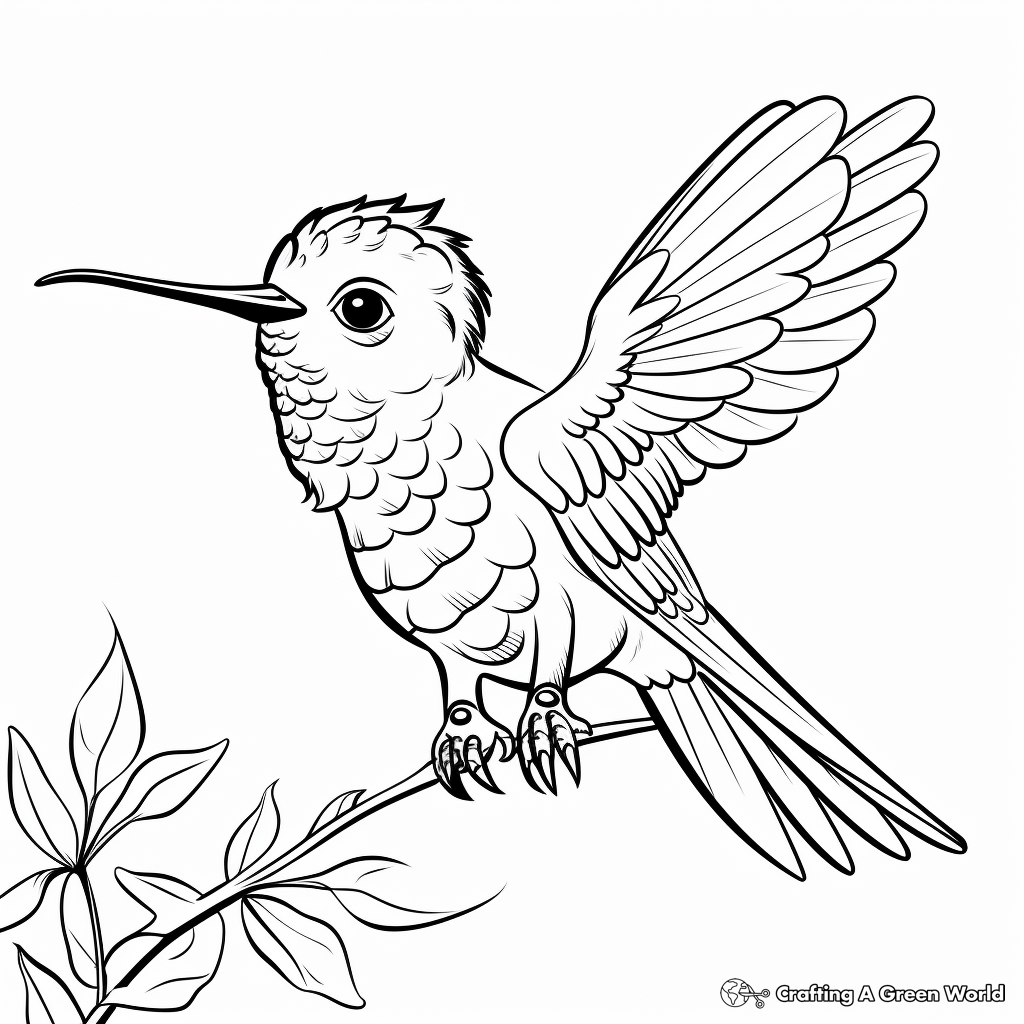 Playful Calliope Hummingbird Coloring Pages 2
