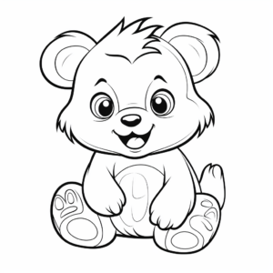 Playful Cartoon Bear Coloring Pages 1