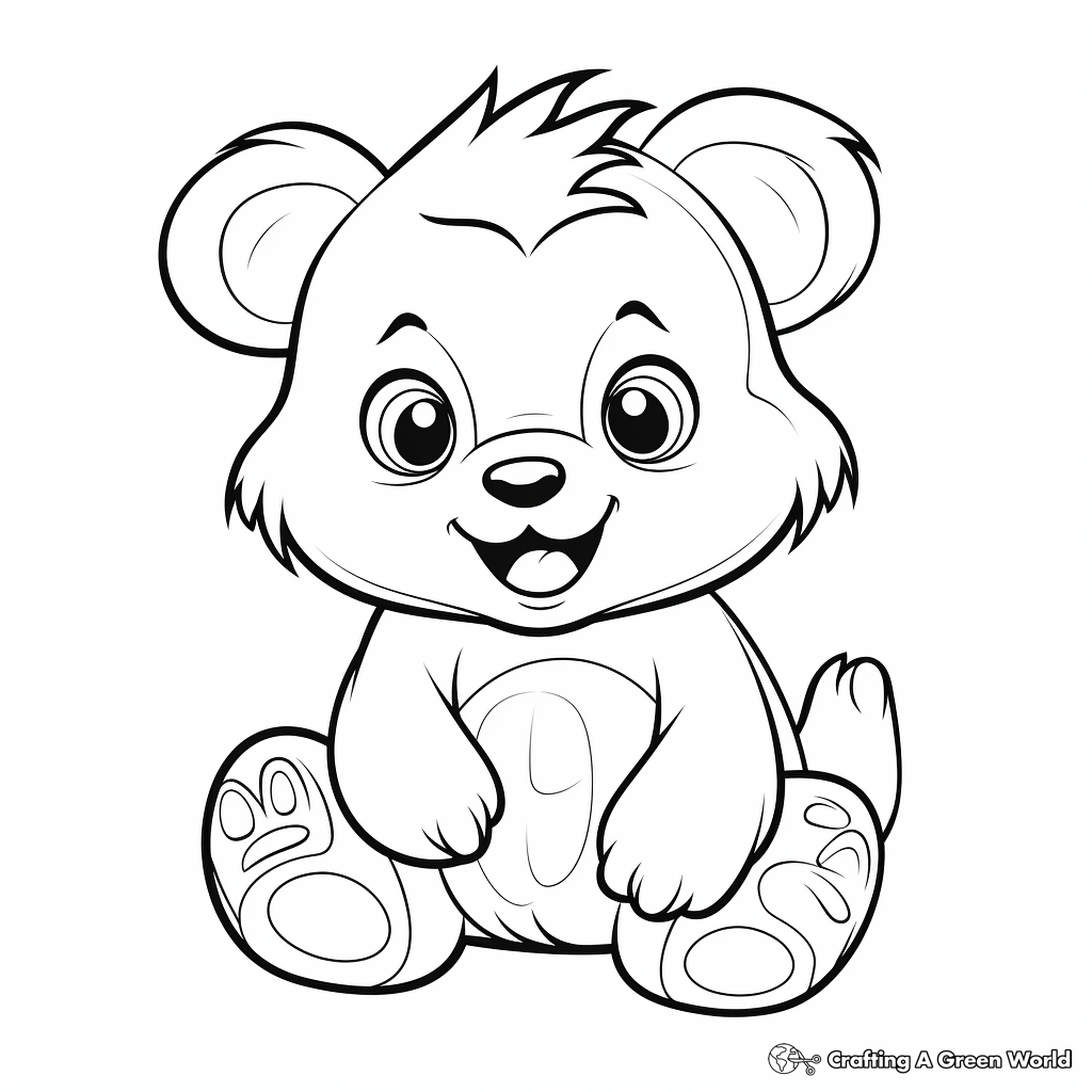Playful Cartoon Bear Coloring Pages 1