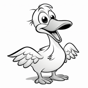Playful Cartoon Pelican Coloring Pages for Kids 2