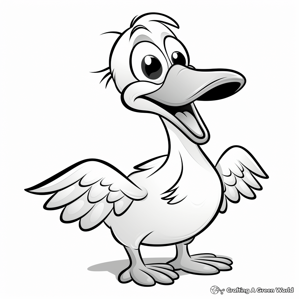 Playful Cartoon Pelican Coloring Pages for Kids 2