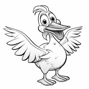Playful Cartoon Pelican Coloring Pages for Kids 3