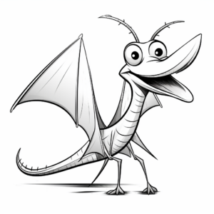 Playful Cartoon Pterodactyl Coloring Pages 1