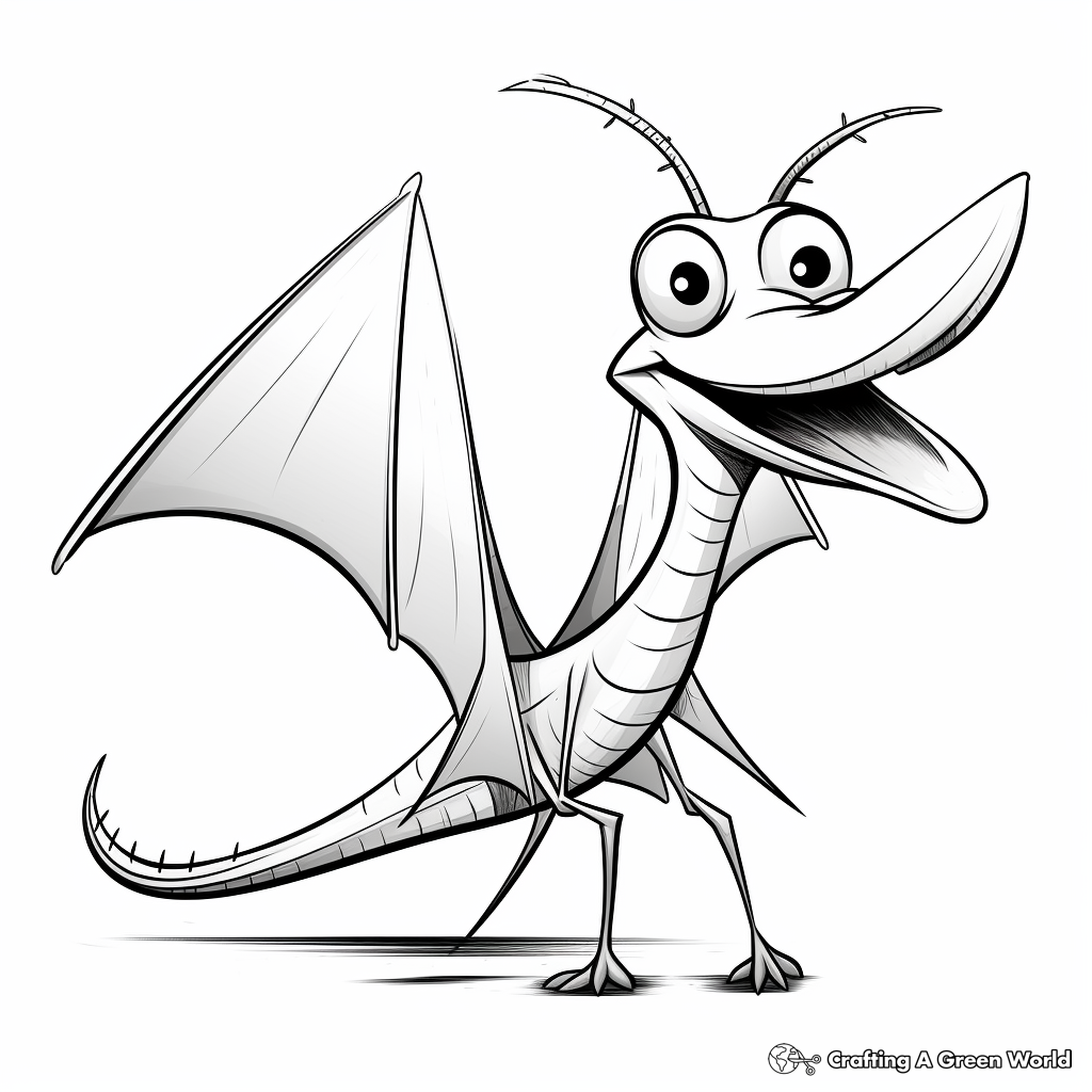 Playful Cartoon Pterodactyl Coloring Pages 1