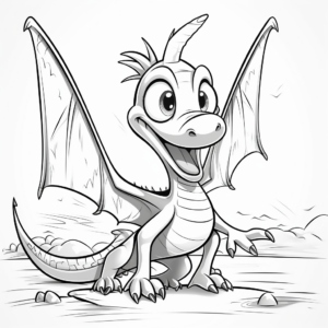 Playful Cartoon Pterodactyl Coloring Pages 2