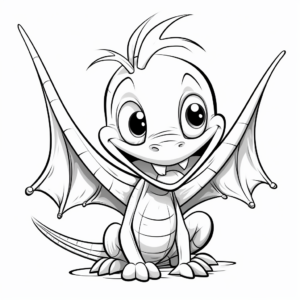 Playful Cartoon Pterodactyl Coloring Pages 4