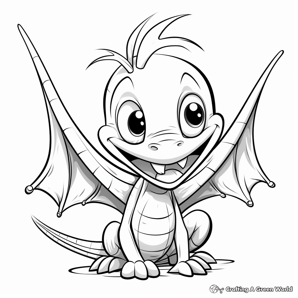 Playful Cartoon Pterodactyl Coloring Pages 4