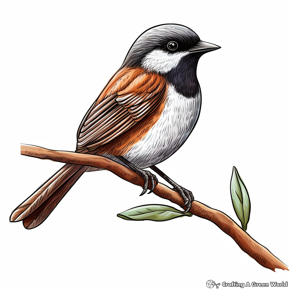 Playful Chestnut-Backed Chickadee Coloring Pages for Kids 2